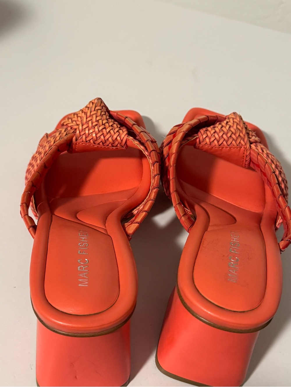 Marc Fisher Braided Coral/Orange Slide Mules - Picture 8 of 8